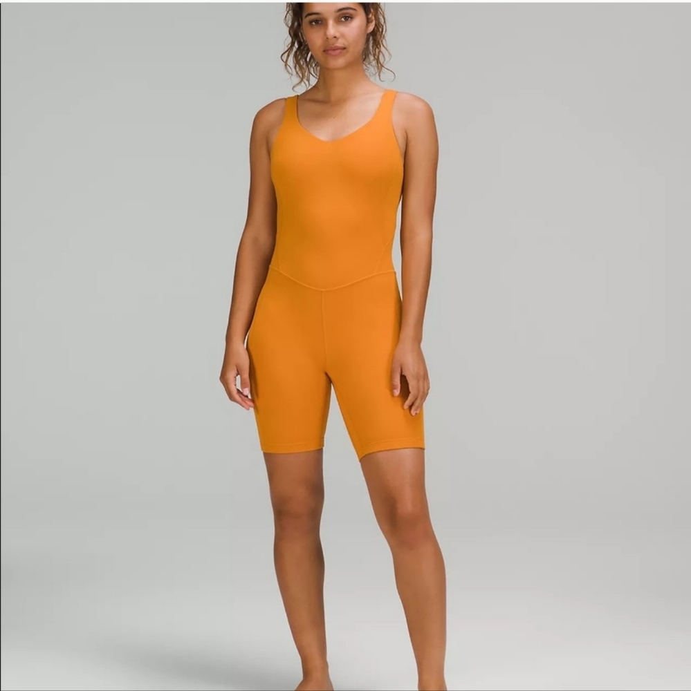lululemon athletica Orange Sleeveless Biker Romper